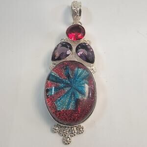 Necklace Pendants Handmade Jewelry with Ruby Garnet Amethyst and Art Glass Stone